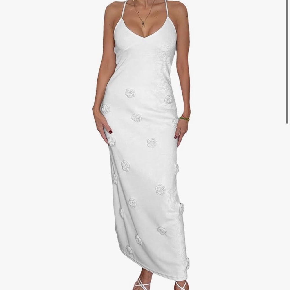 White Bridal Engagement Photo Honeymoon Rose Dress size M